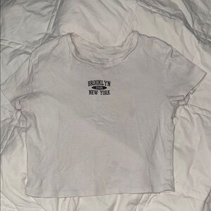 White Graphic Crop Top